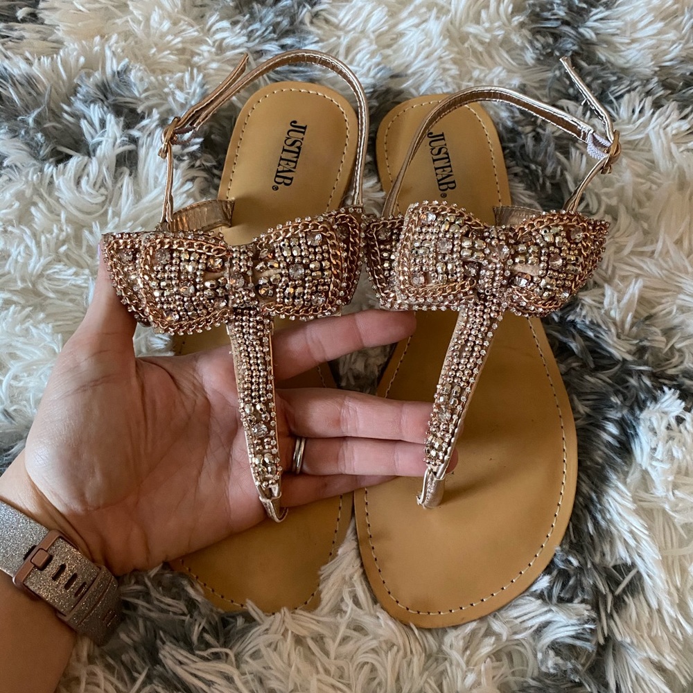 Gorgeous rhinestone bow sandals